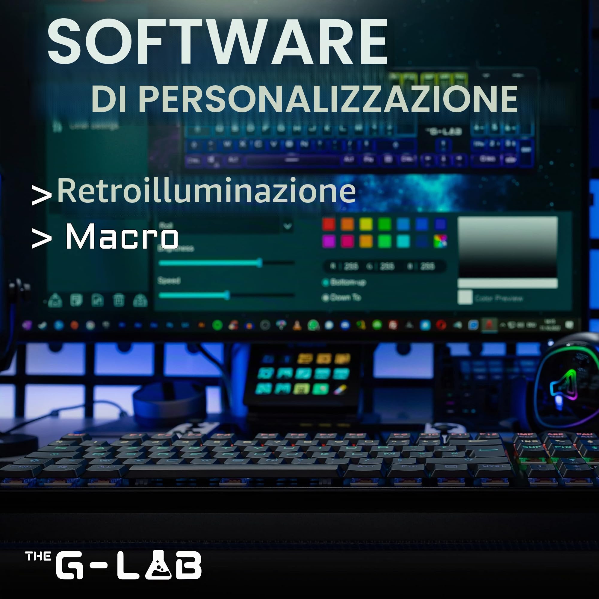 The G-Lab Keyz Platinium Tastiera Meccanica Gamer AZERTY FR Red Switch Low Profile - Retroilluminazione RGB 100% Personalizzabile, Anti-Ghosting Total - PC/PS4/PS5/Xbox - Nuovo 2022, Nero