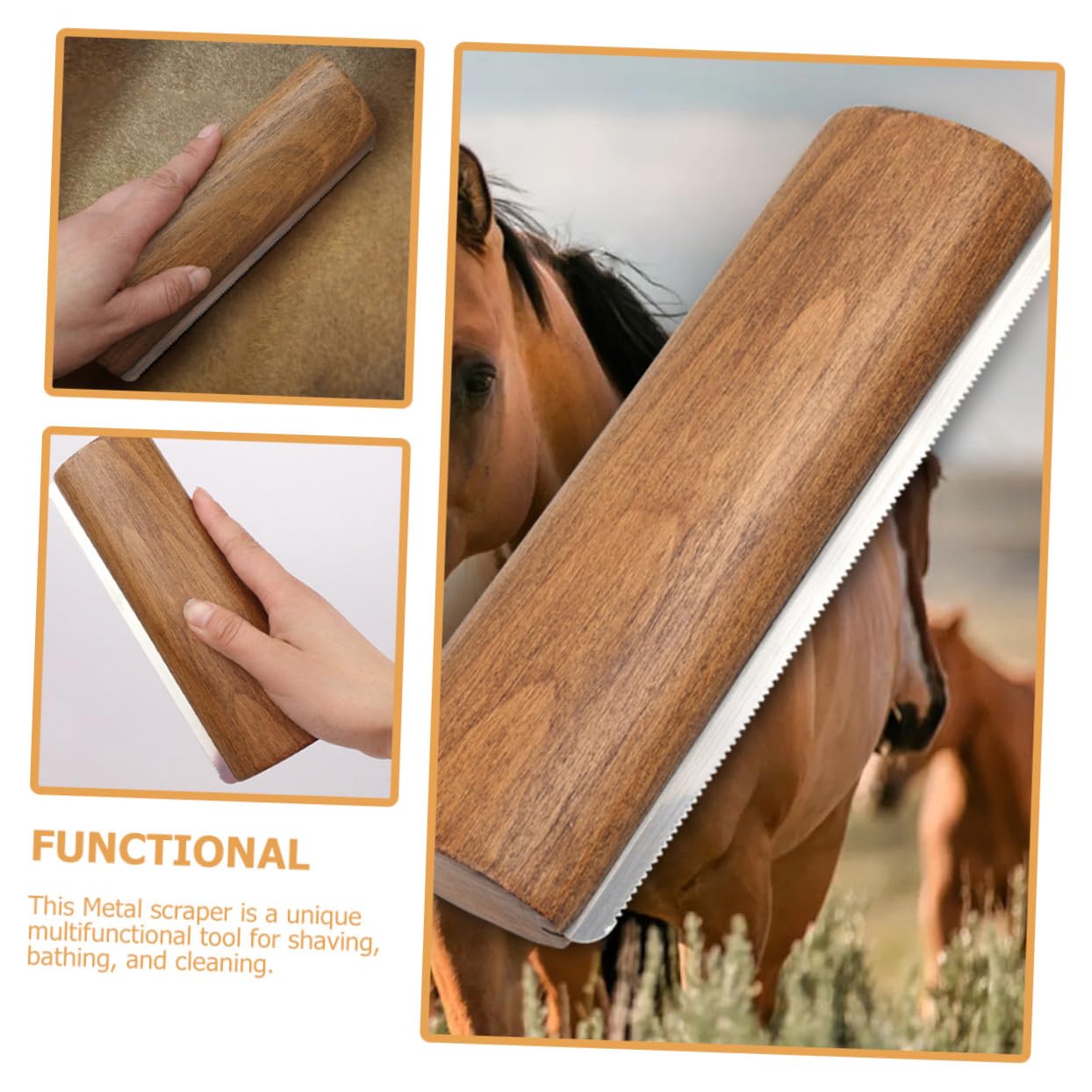 NOLITOY Ergonomischer Pferdestriegel und Metall 20cm mit Praktischem Griff zur Fellpflege und Gründlichen Entfernung von Schuppen Beim Pferd