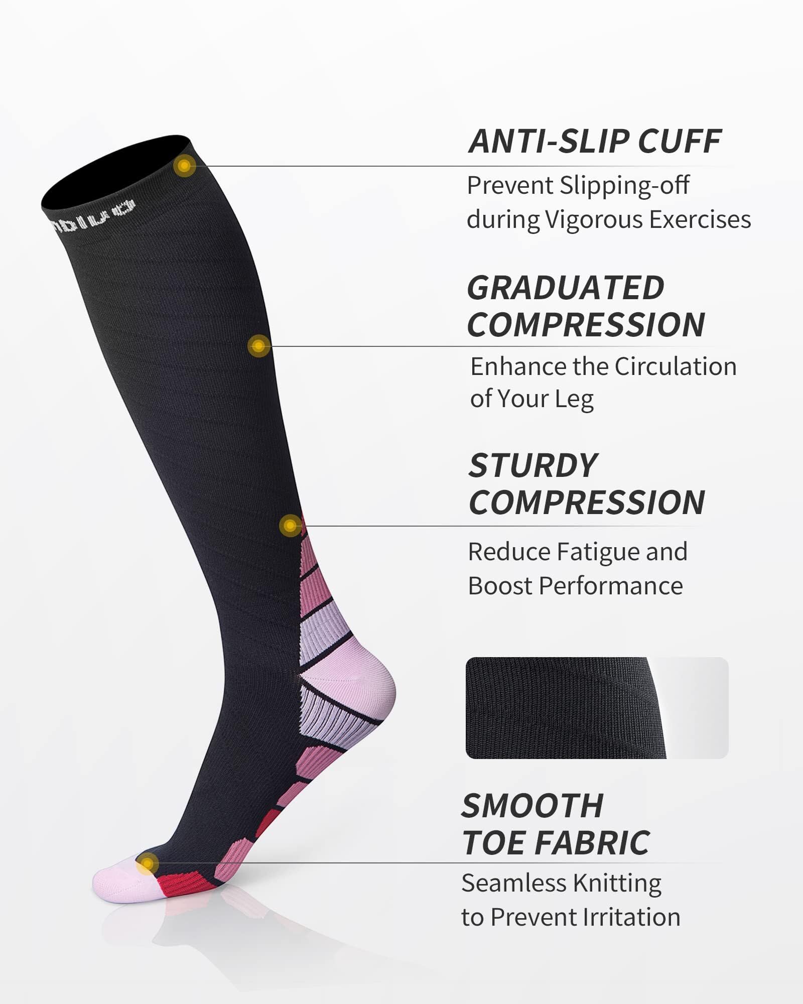 CAMBIVO Calze Compressione Graduata Donna e Uomo 2 Paia, Calze Elastiche a Compressione Graduata per Sport, Running, Trekking, Viaggio in Aereo