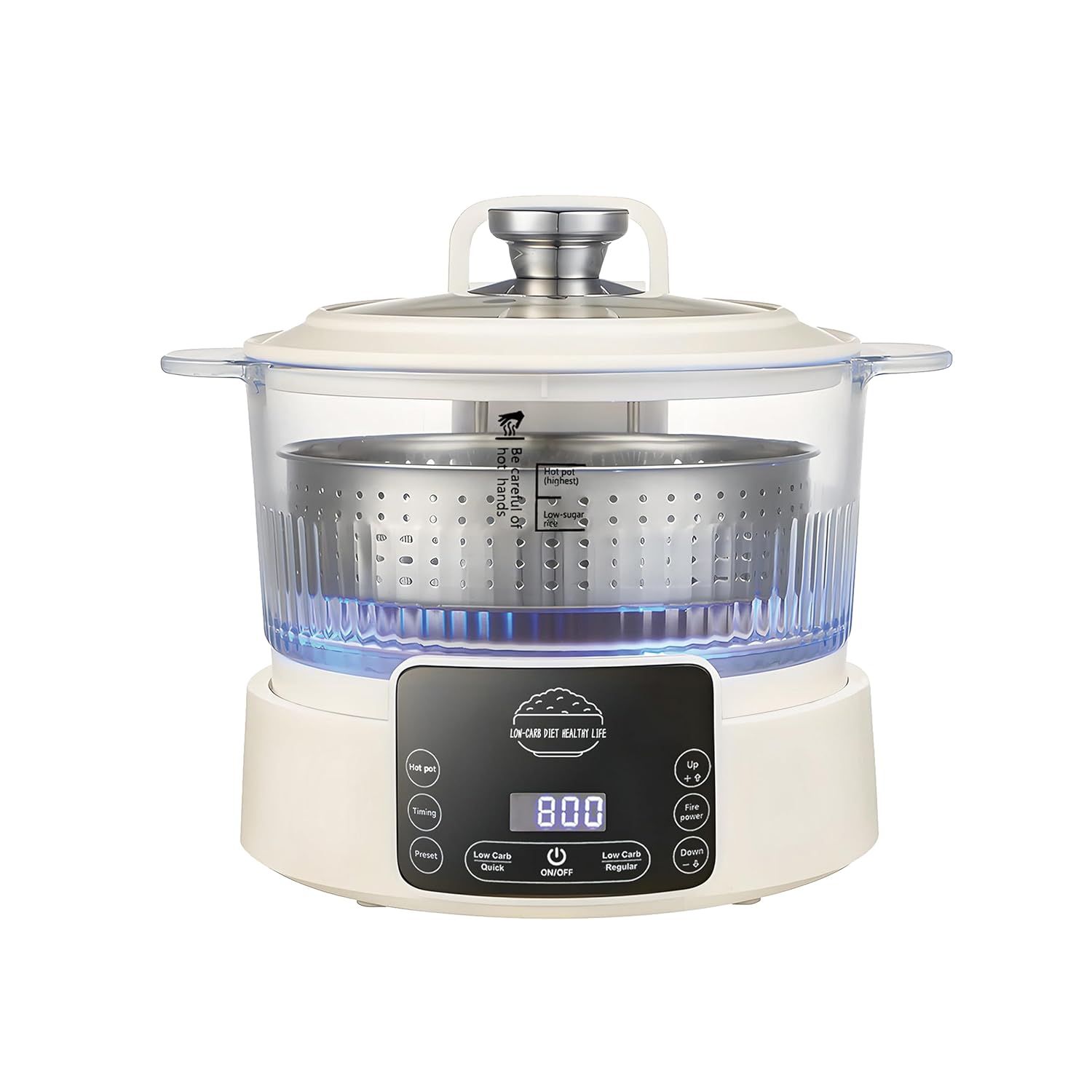 Low Carb Rice Cooker 3L Multifunction Smart Rice Cooker - 4H Keep Warm Digital Display Timer Reservation Function