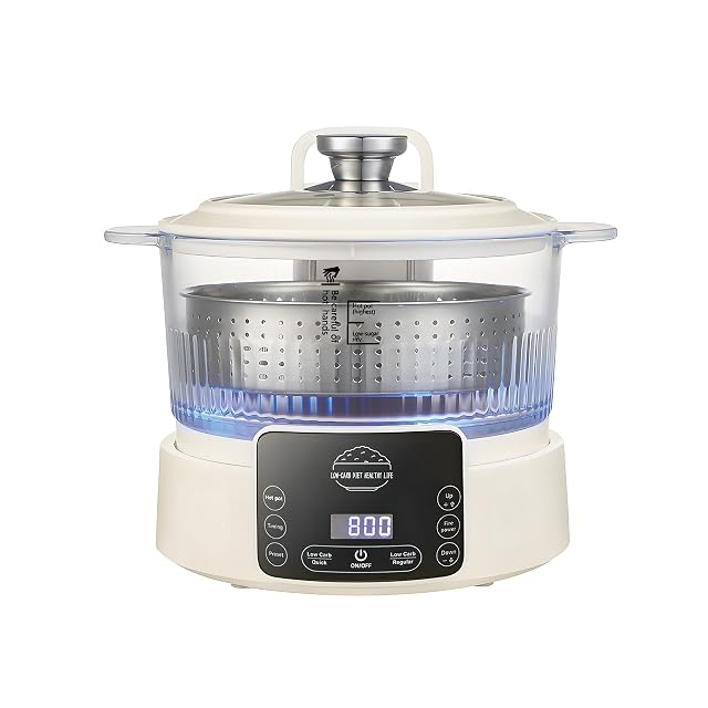 Low Carb Rice Cooker 3L Multifunction Smart Rice Cooker - 4H Keep Warm Digital Display Timer Reservation Function