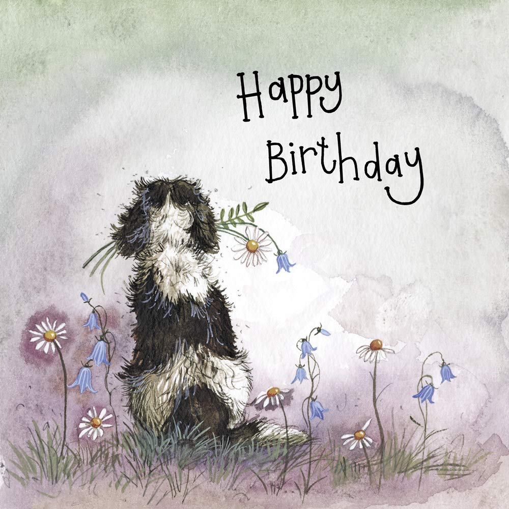ALEX CLARK Happy Birthday Spaniel Foil Card