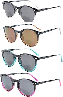 Eyekepper 4-pack Bifocal Sunglasses for Women Reading under the Sun Round Bifocal Readers +1.75