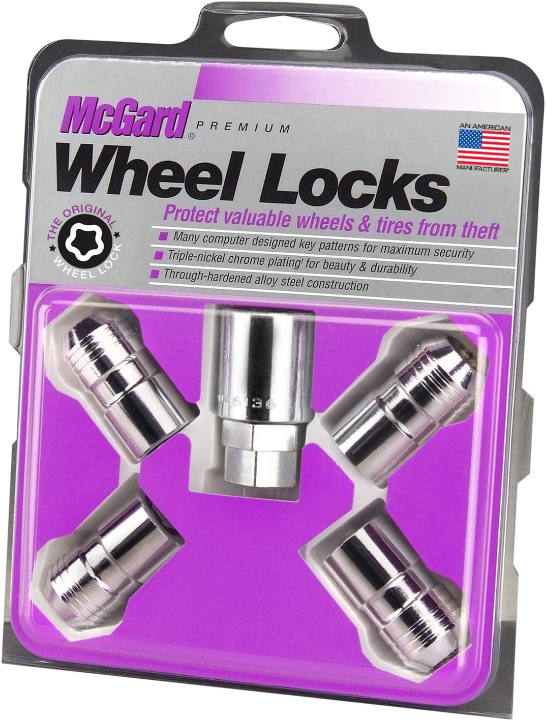 McGard 24215 Chrome Cone Seat Wheel Locks (M14 X 1.5 Thread Size) - Set of 4