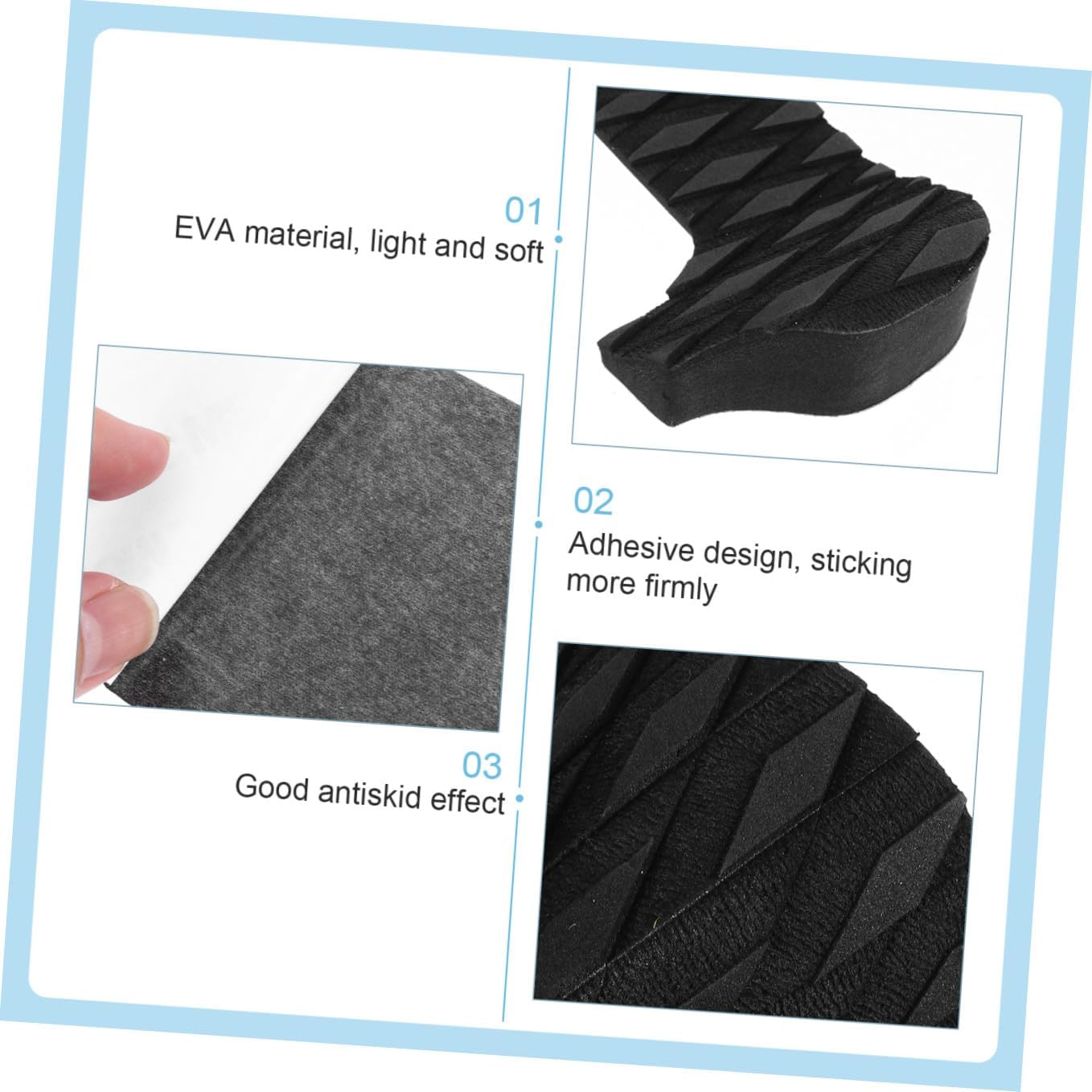 3pcs Eva Material Light Surfboard Traction Pads Adhesive for Surfboards