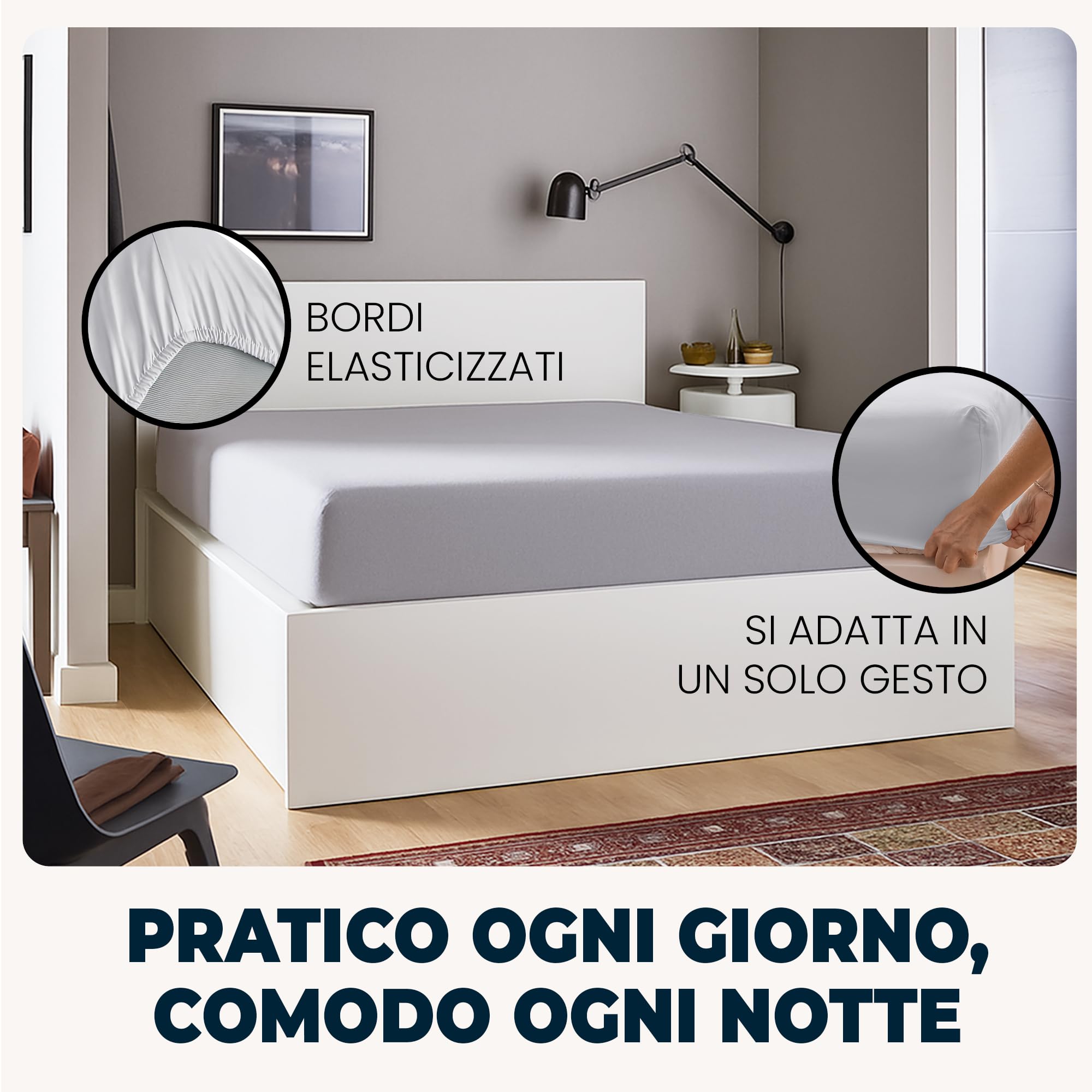 Lenzuola Matrimoniali con Angoli 160x190 cm Grigio Chiaro in Microfibra per Letto con Materasso fino a 30cm Tessuto Anti-Acaro e Ipoallergenico di Alta Qualità Morbido e Lavabile in Lavatrice