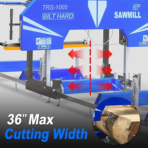 Vista 5 de BILT HARD Aserradero portátil máx. de 36 pulgadas, motor de gas de 25HP 760cc con arranque eléctrico, ancho de tablero de 36 pulgadas, longitud
