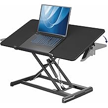VIVO 36 inch Height Adjustable Tilting Stand Up Desk Converter, Quick Sit to Stand Single Top Keyboard Riser, Laptop Workstation, Drafting Table, Ergonomic Typing, Black, DESK-V036T