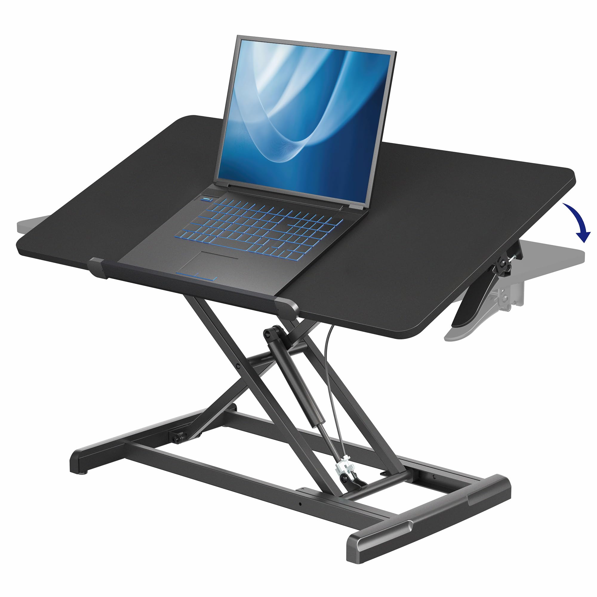 VIVO 36 inch Height Adjustable Tilting Stand Up Desk Converter, Quick Sit to Stand Single Top Keyboard Riser, Laptop Workstation, Drafting Table,