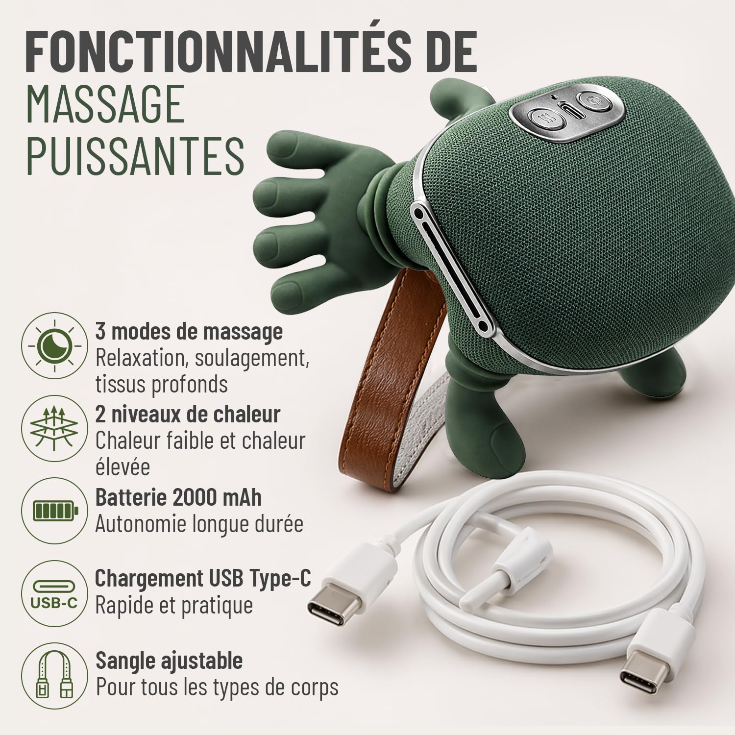 BeFit24 Appareil de Massage Cervical 4D avec Chaleur, Sans Fil, Masseur Cou Épaules Dos, Soulagement Immédiat des Douleurs et Tensions, Relaxation Profonde Anti-Stress, Idéal Bureau Maison Cadeau