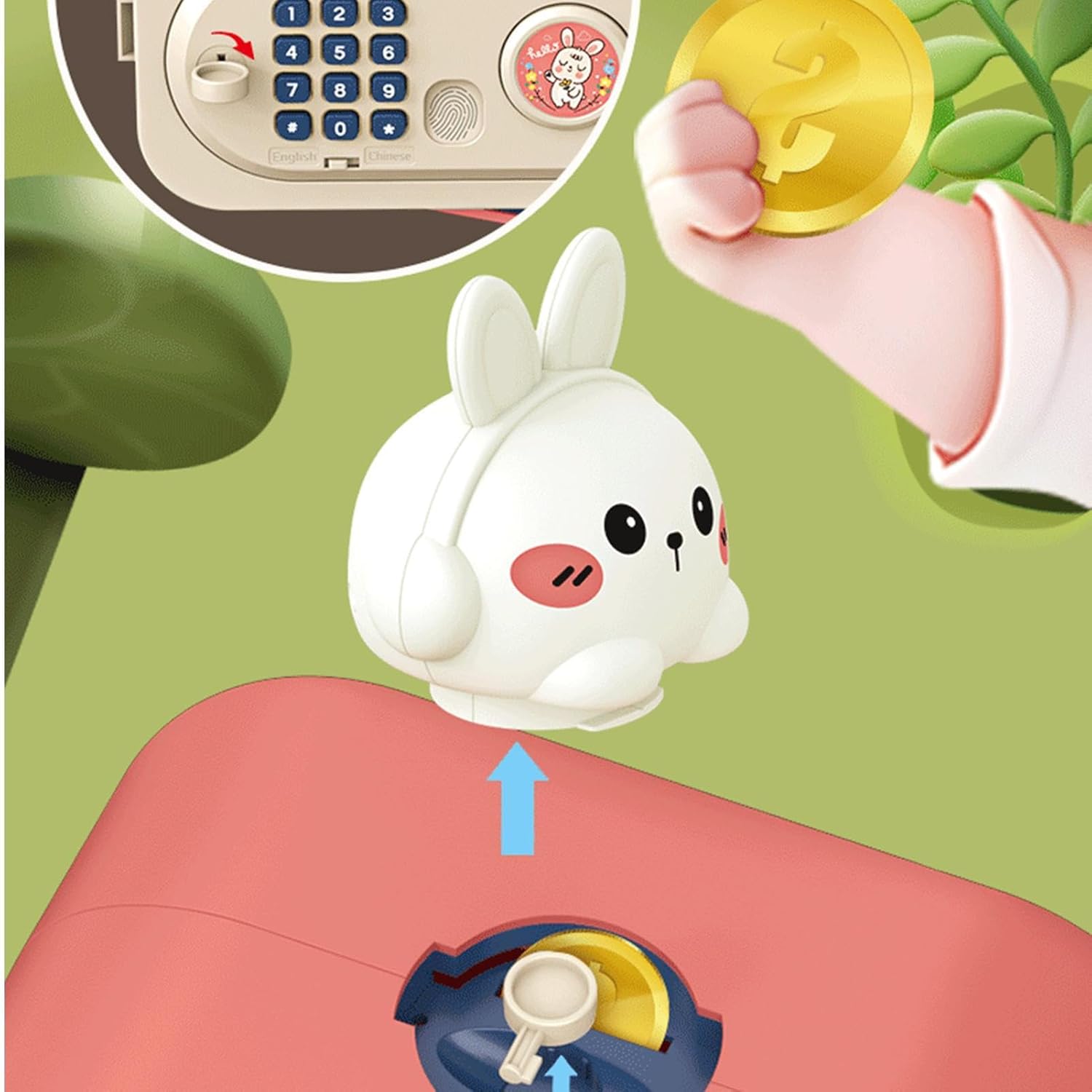 Money Box for Kids - Password & Fingerprint ATM Automatic Cute Toys | Money Bank for Kids - for Girl Boys Birthday Play Christmas Home 4-10 Years Children