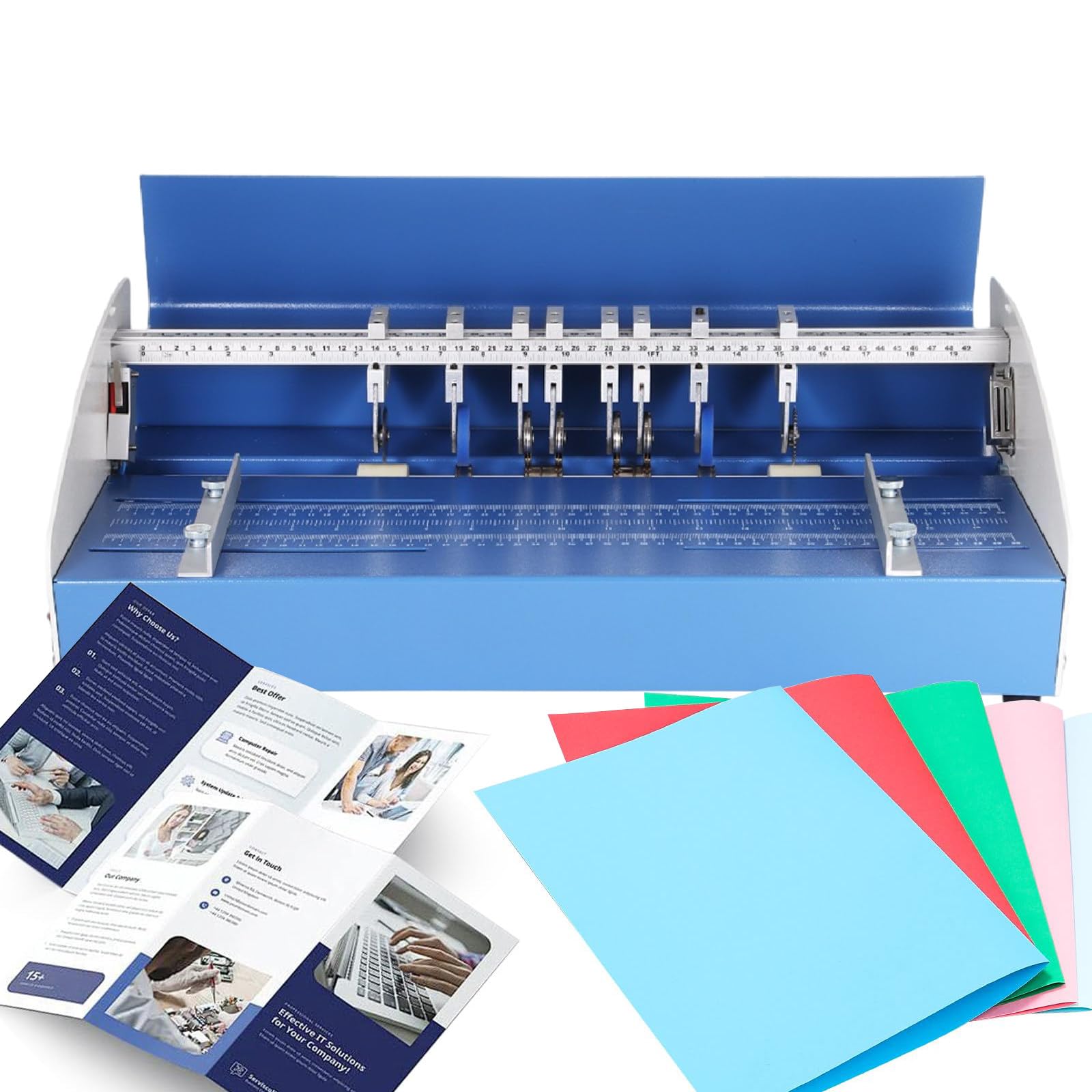 Machine à Rainurer Électrique pour Papier 85-400g/m², 20" (520mm) Scoreuse-Perforatrice à Papier Rainurage Perforation, Machine à Rainurer en Métal Robust pour Menus Couvertures de Livres