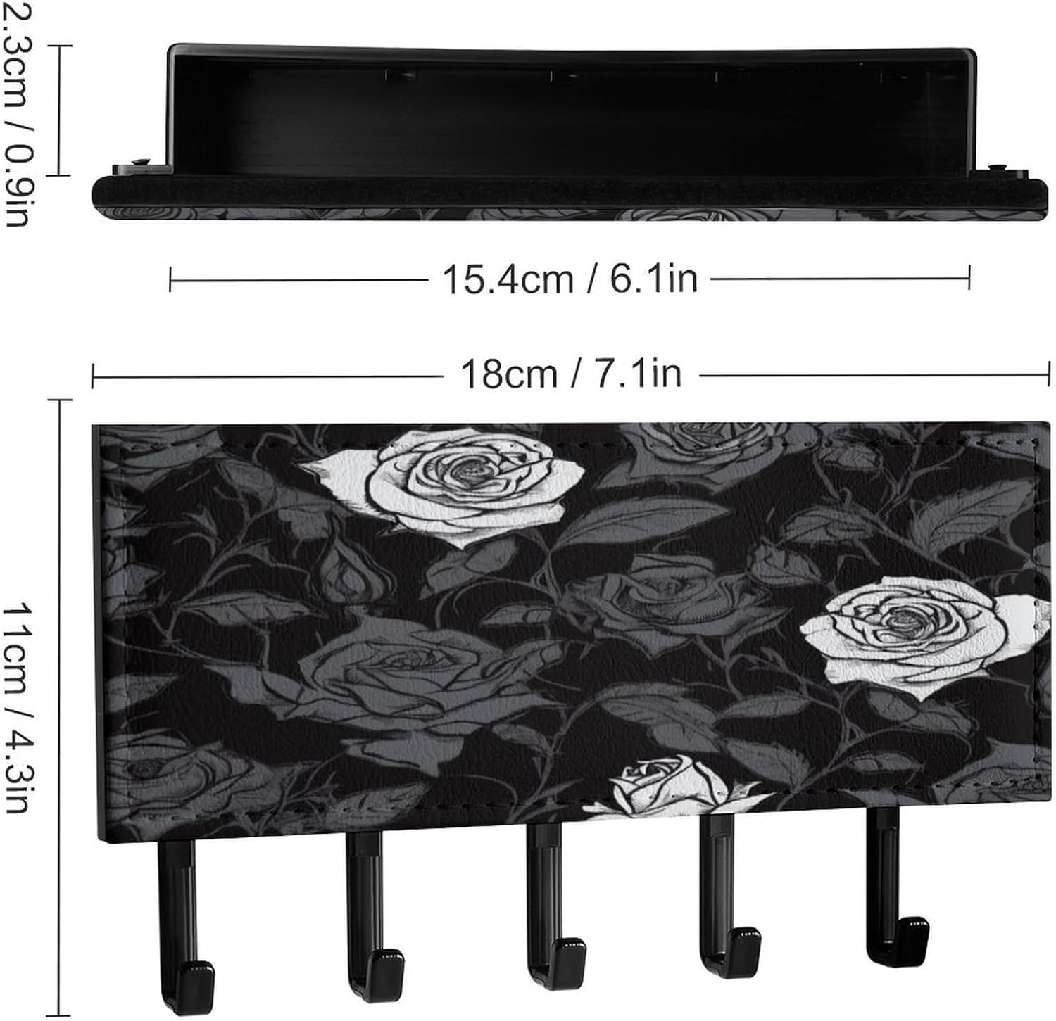 Key Holder Wall Mount Key Hanger with 5 Hooks, Decorative Key Rack | Rose Gothic Hanging Key Hooks with Mail Organizer for Wall Living Room Kitchen Bathroom Hallway