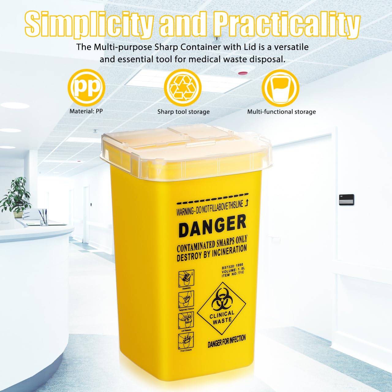 Contenedor De Objetos Punzantes 5 Uds Caja De Agujas Desechables Para Eliminación De Cuchillas De Barbero Y Recolección De Residuos De Salón 5.90X3.58X3.58In