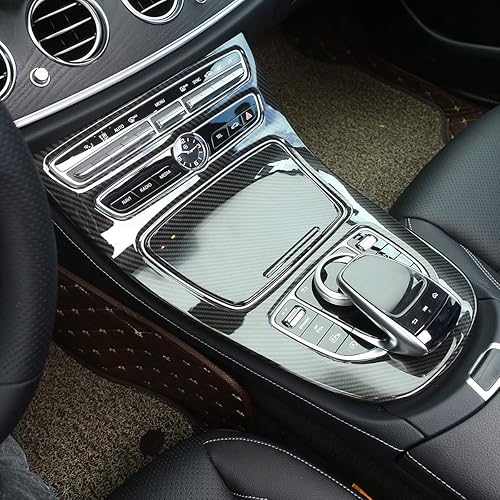 Miniatura 5 de YIWANG Cubierta del marco del panel de engranajes de la consola del ABS estilo de fibra de carbono para Mercedes Benz Clase E W213 2016 2017 2018