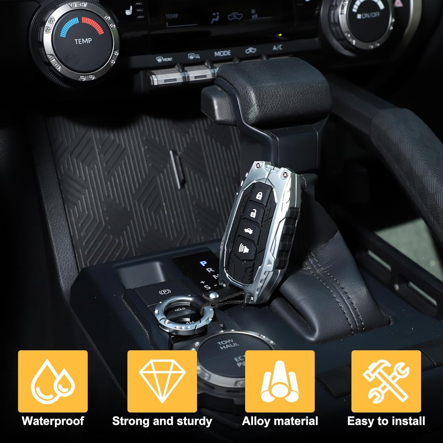 Key Fob Cover Case Protector Shell Compatible with Toyota Tacoma 2024 2025 2026/Toyota Tundra 2022 2023 2024 2025 2026 Car Key Fob Shell (Silver)