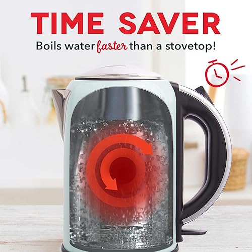 Miniatura 3 de DASH DEK001AQ - Hervidor eléctrico + calentador de agua con hervidor rápido, mango de tacto frío, jarra inalámbrica, boquilla sin goteo + apagado