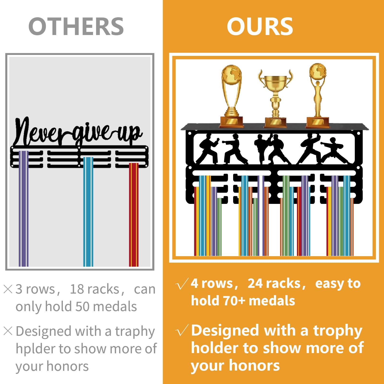 CREATCABIN Espositore Medaglie Triathlon Porta Sportive Iron Swim Bike Run Competizione - Foto 2