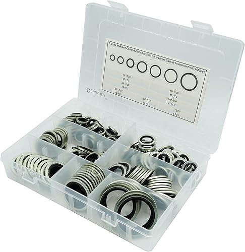 Miniatura 5 de Dsnaduo Kit surtido de juntas de aceite de sello autocentrado BSP Dowty de 7 tamaños, 160 piezas, 7 tamaños, reemplazo 32300 con caja (18, 14, 38,