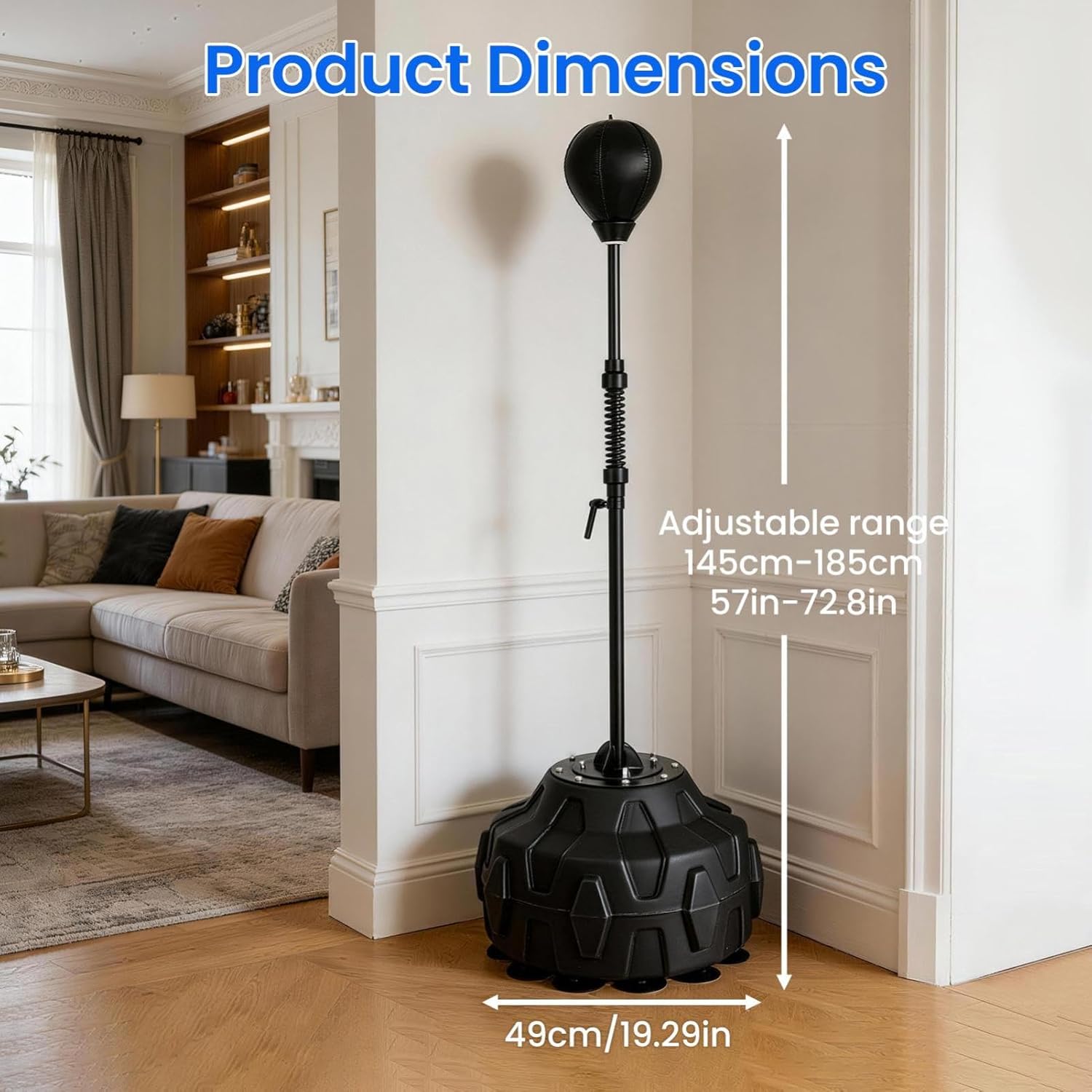 Pedestal Punching Bag with Stand, Height Adjustable 55.9-71.6 Inches Speed Ball Reflex Bag, Speed BagBoxing Equipment Floor PunchingBag, for Training, Stress Relief & Fitness