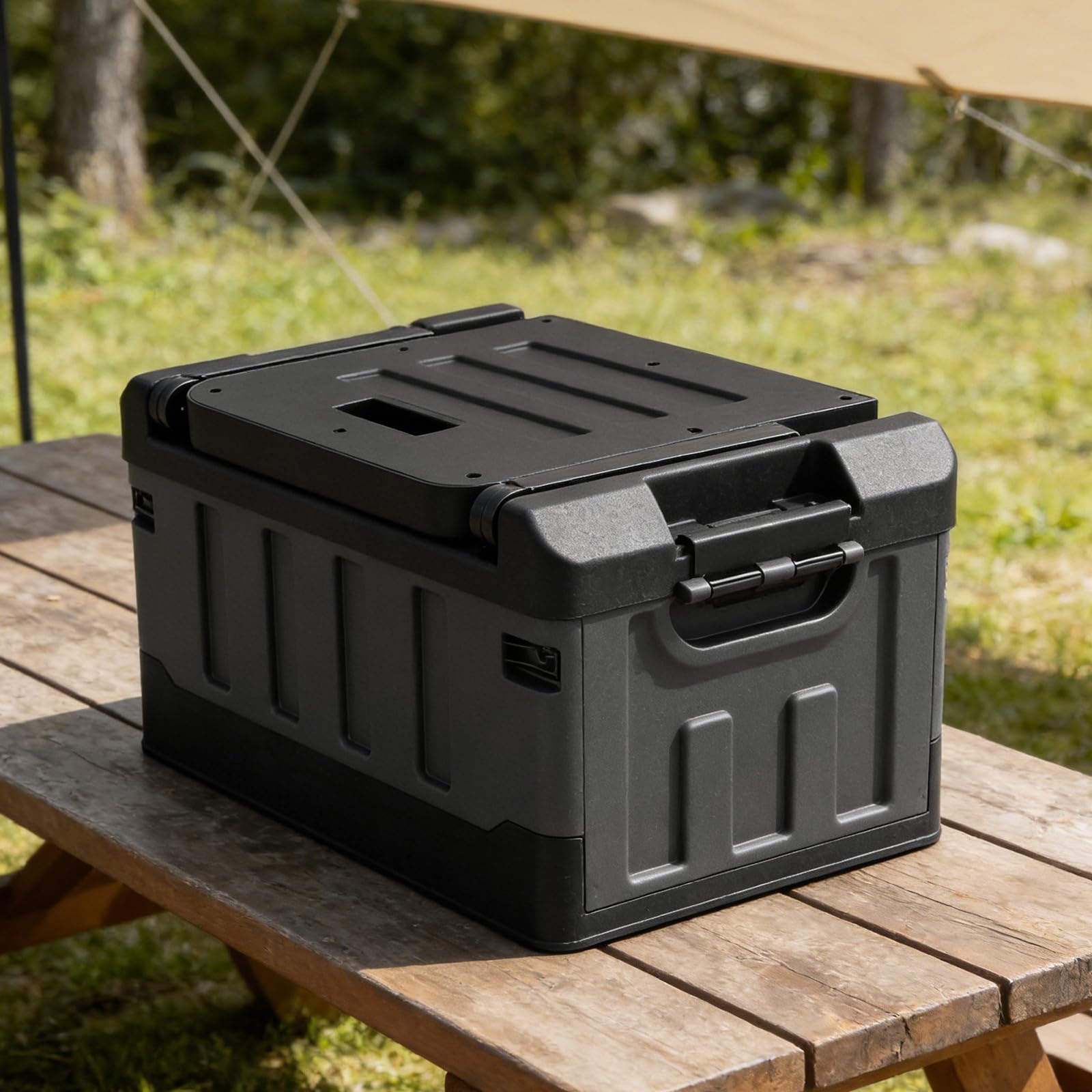 Organizer per bagagliaio auto - Organizer pieghevole per bagagliaio con coperchio - Scatola portaoggetti per picnic, campeggio - Organizzazione per accessori auto, attrezzi, articoli vari