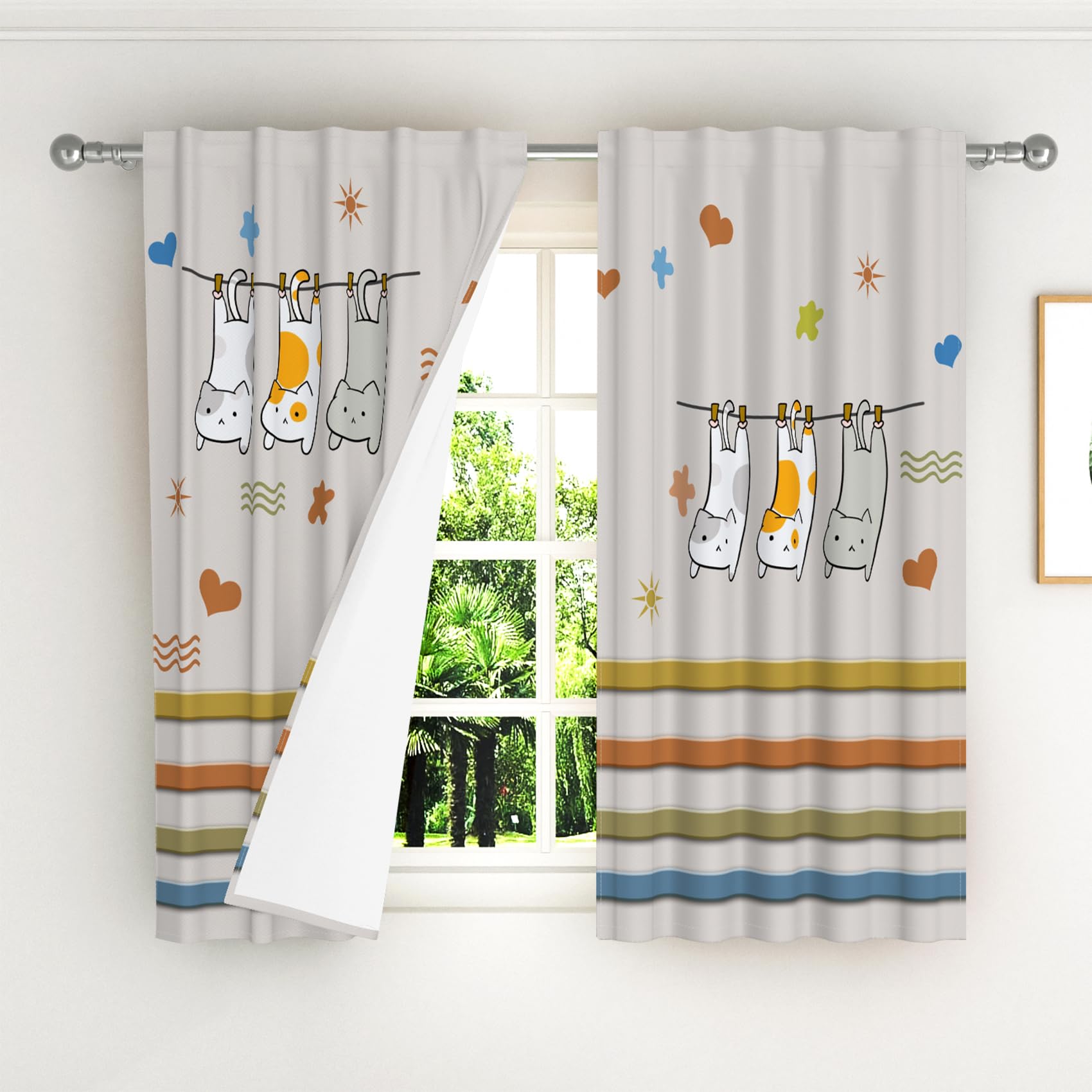 Kzzfqxb 107x215cm Cartoon Curtains 2 Panels - Image 2