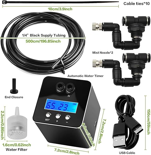 Miniatura 22 de Nebulizador automático de reptiles para terrario, humidificadores de terrarios temporizados para camaleón, lagarto, serpiente, tortuga/rana
