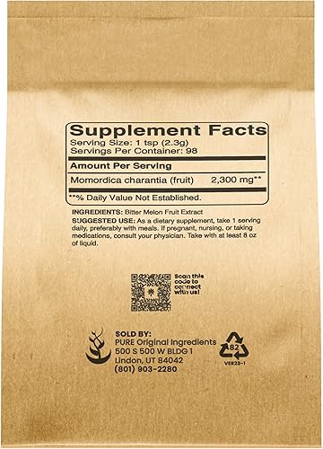 Miniatura 2 de Pure Original Ingredients Melón amargo (8oz) Suplemento tradicional, extracto natural, sin OMG