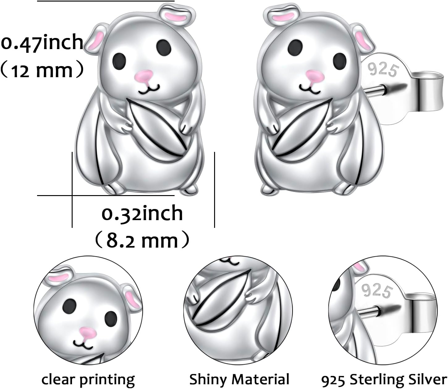 Women Earrings 925 Sterling Silver Football/Airplane/Apple/Animal Dainty Stud Earrings Birthday Gifts - Image 6