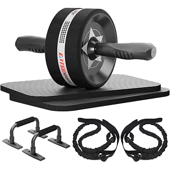 EnterSports Abdominal Roller Abdominal Trainer with Two Knee Mats Abdominal Wheel for Abdominal Training Abdominal Trainer for Home Suitable for Beginners Advanced and Professionals