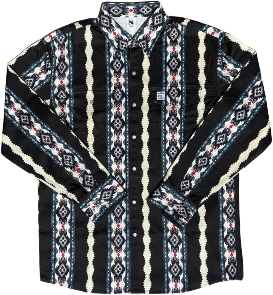 WoahBros FR Shirts for Men, 8oz Midweight Flame Resistant Welding Shirt, 100% Cotton, Pearl Snap Buttons - CAT2/NFPA2112