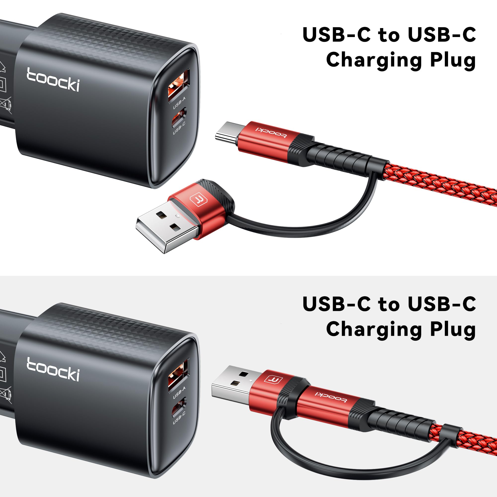 toocki Cavo da USB C a USB C da 240 W, 3,1 m, confezione da 2, cavo di ricarica 2 in 1 da USB A/C a tipo C, ad angolo retto PD 3.1, ricarica rapida per iPhone 17, 16, 15 Pro Max, MacBook Pro, iPad