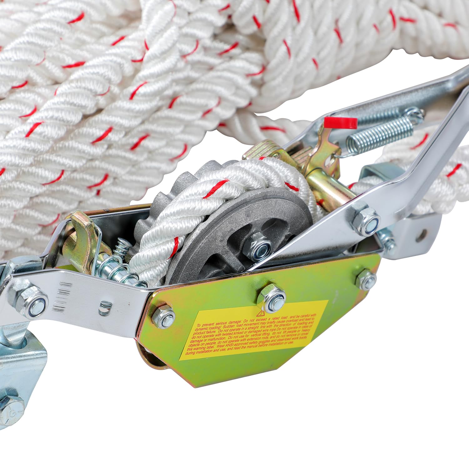 KATSU Tools Tirante a Corda con Cricchetto Pesante, Capacità 3/4 Ton, Corda 30m x 15mm, 2 Ganci in Acciaio, Verricello per Barche, Rimorchi, Tronchi e Abbattimento Alberi