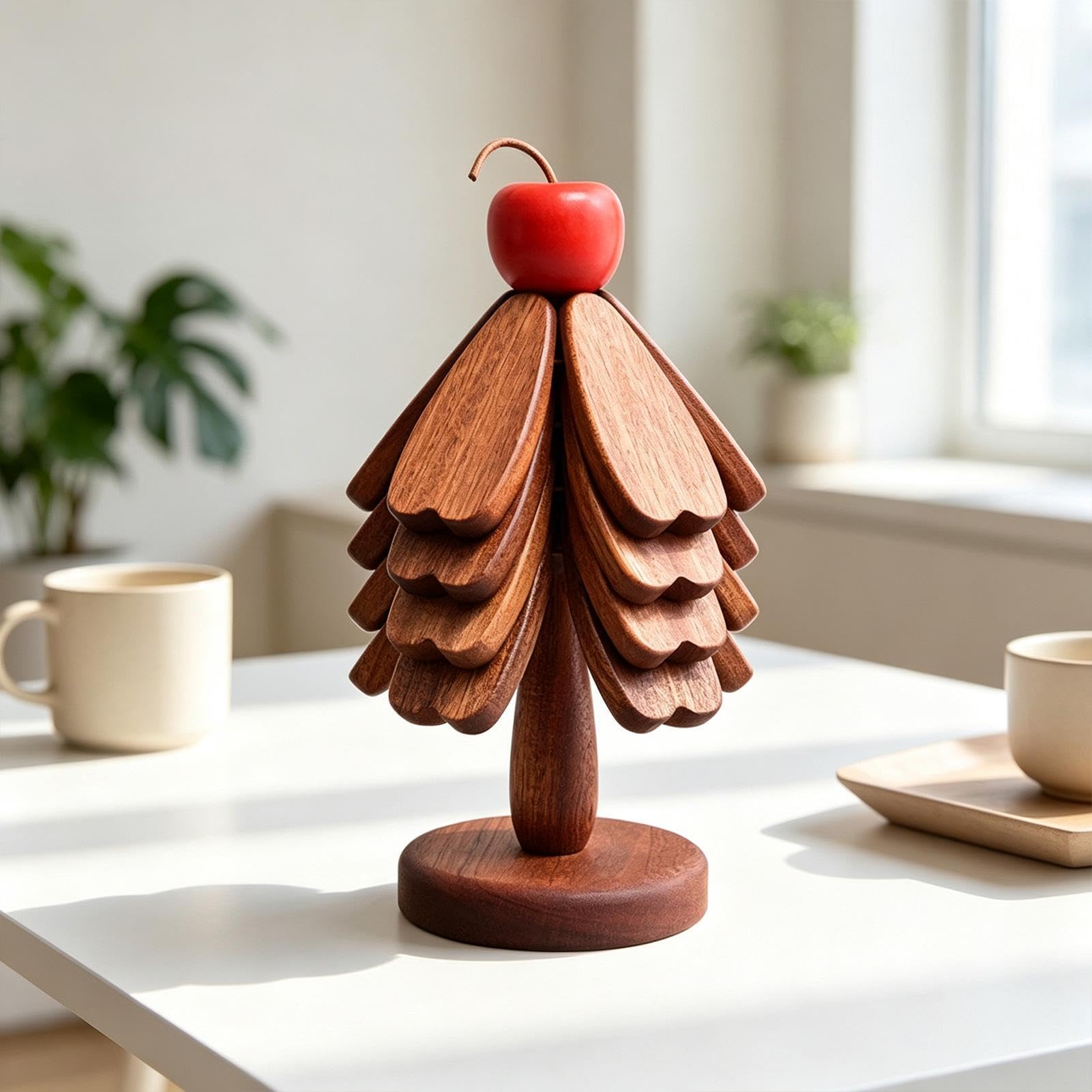 Set De sous-Plats en Bois avec Arbre Résistant À La Chaleur pour Ustensiles