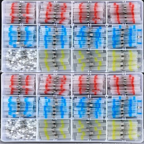 ZDVHOMCB 250pcs Solder Seal Wire Connectors Heat Shrink Solder Butt Connectors Kit Insulated Solder Butt Crimp Connector Soldering Ring