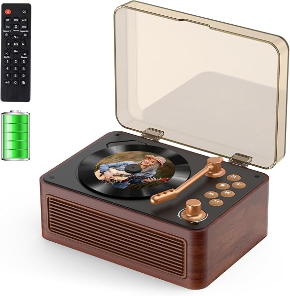 Gueray Reproductor de CD Vintage con Altavoces y Control Remoto