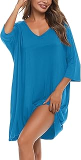 Camisones Mujer Algodón Súper Suave Camisón de Mujer Tallas Grandes Manga Corta 3/4 Pijamas Elegante Ropa de Dormir