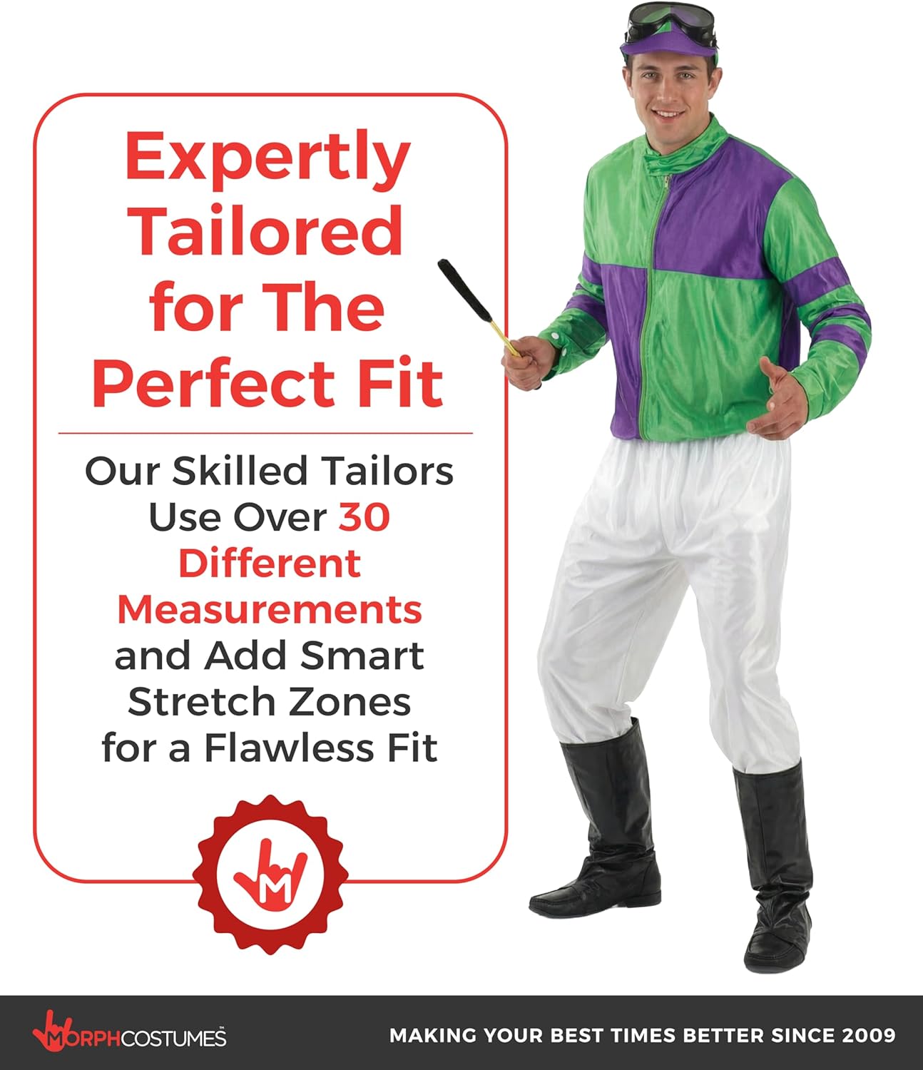 fun shack Horse Jockey Costume for Men, Adult Jockey Halloween Outfit, Equestrian Theme Dress-Up, Race Day Attire