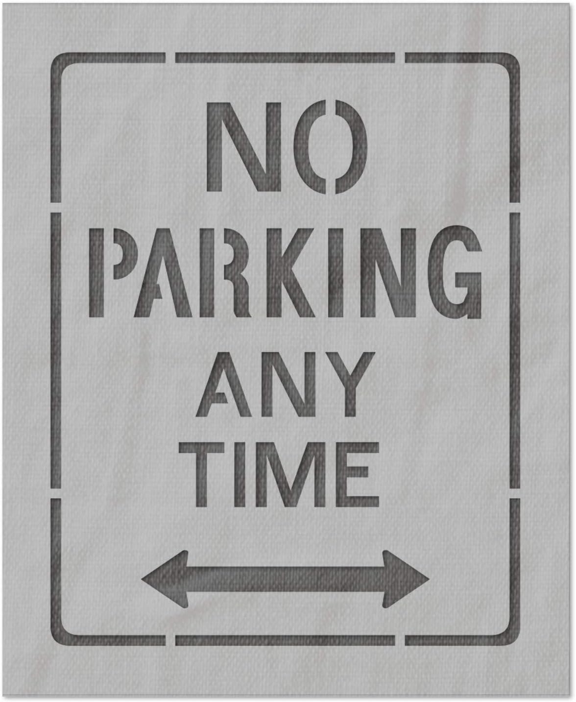 Stencil Stop No Parking Any Time Sign Stencil - Reusable for DIY Projects, Painting, Drawing, Crafts - 14 Mil Mylar Plastic (14.25 x 18 inches)