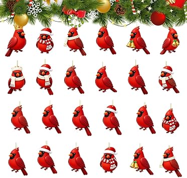 Red Bird Christmas Countdown Calendar 2026 2D Acrylic Ornament