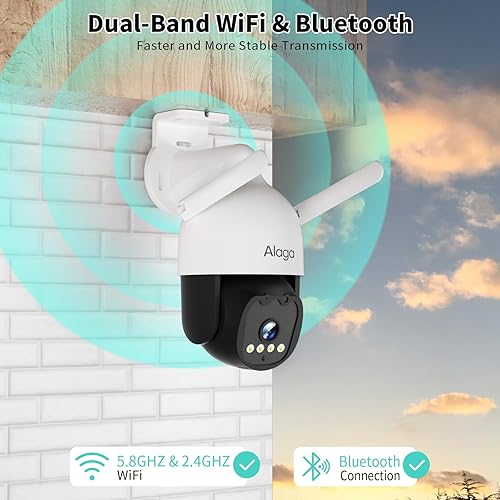 Miniatura 8 de Alaga Cámara de seguridad para exteriores, visión nocturna a todo color con luz negra, cobertura detallada de 360, WiFi 5G y 2.4G, seguimiento de