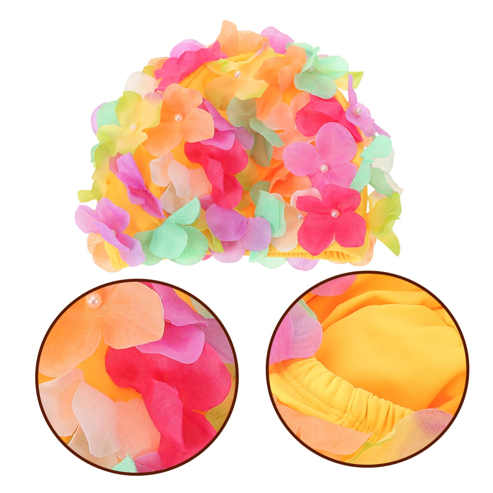 POPETPOP Sombrero De Natación De Flores Piscina Mujer Gorra De Baño Gorro De Natación para Nadar Pelo Cabello Gorro De Baño Elástico Gorro De Baño con Pétalos Tapa Nylon