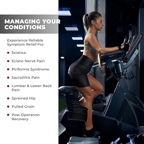 Miniatura 7 de Astorn Ortho Wrap - Soporte de compresión ajustable para la ciática, ingle, muslo, isquiotibiales, artritis y lesiones, alivio del nervio ciático