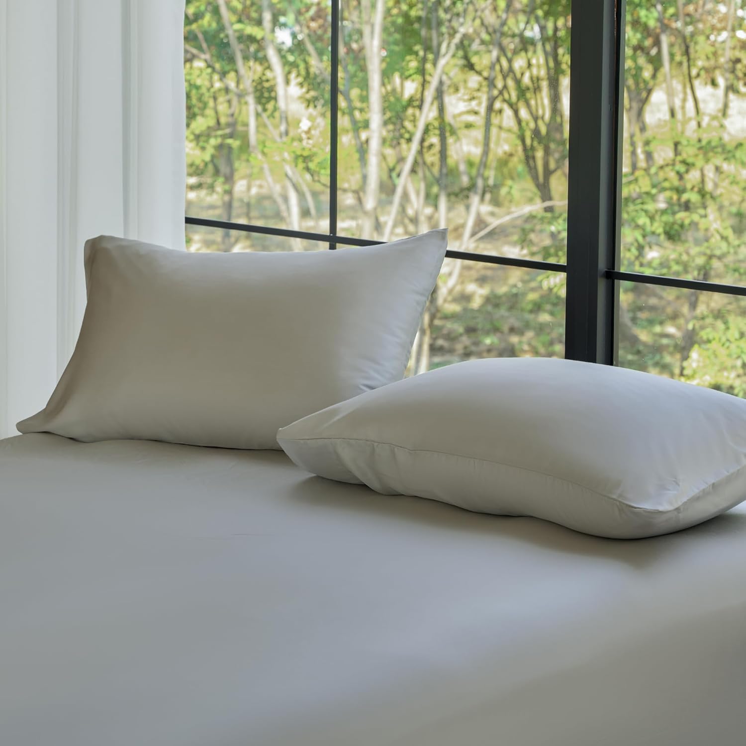 DOZ Pillowcase Set, 100% Viscose derived from Bamboo, Organically Grown, Buttery Soft, Silky, Breathable, Cooling, Oeko-TEX, High GSM, 2-Pack, Envelope Closure (Queen, Dove)