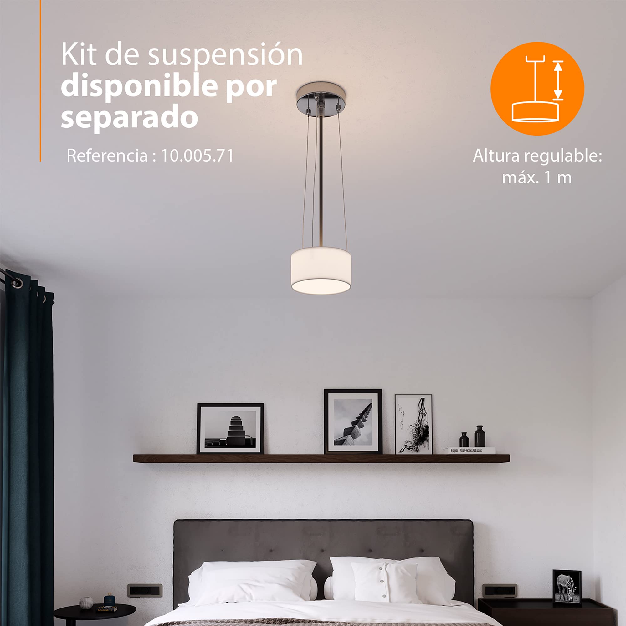 Smartwares IDE-60044 Lámpara de techo, pantalla de tela de 50 cm de diámetro, cuatro apliques con casquillos E27, compatible con bombillas de hasta 18 W, Iluminación de Interior, IP20, Negro