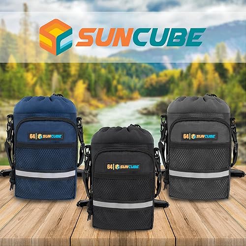 Miniatura 7 de SUN CUBE Soporte para botella de agua con correa, bolsa aislada para botella de agua para caminar, bolso cruzado de transporte para botellas, bolsa