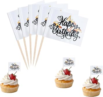 Construction Happy Birthday Cupcake Topper Flags Banner Mini Small Dump Truck Excavator Tractor Toothpick Stick Flags Construction Shower Birthday Shower Cake Party Theme Decor100Pcs