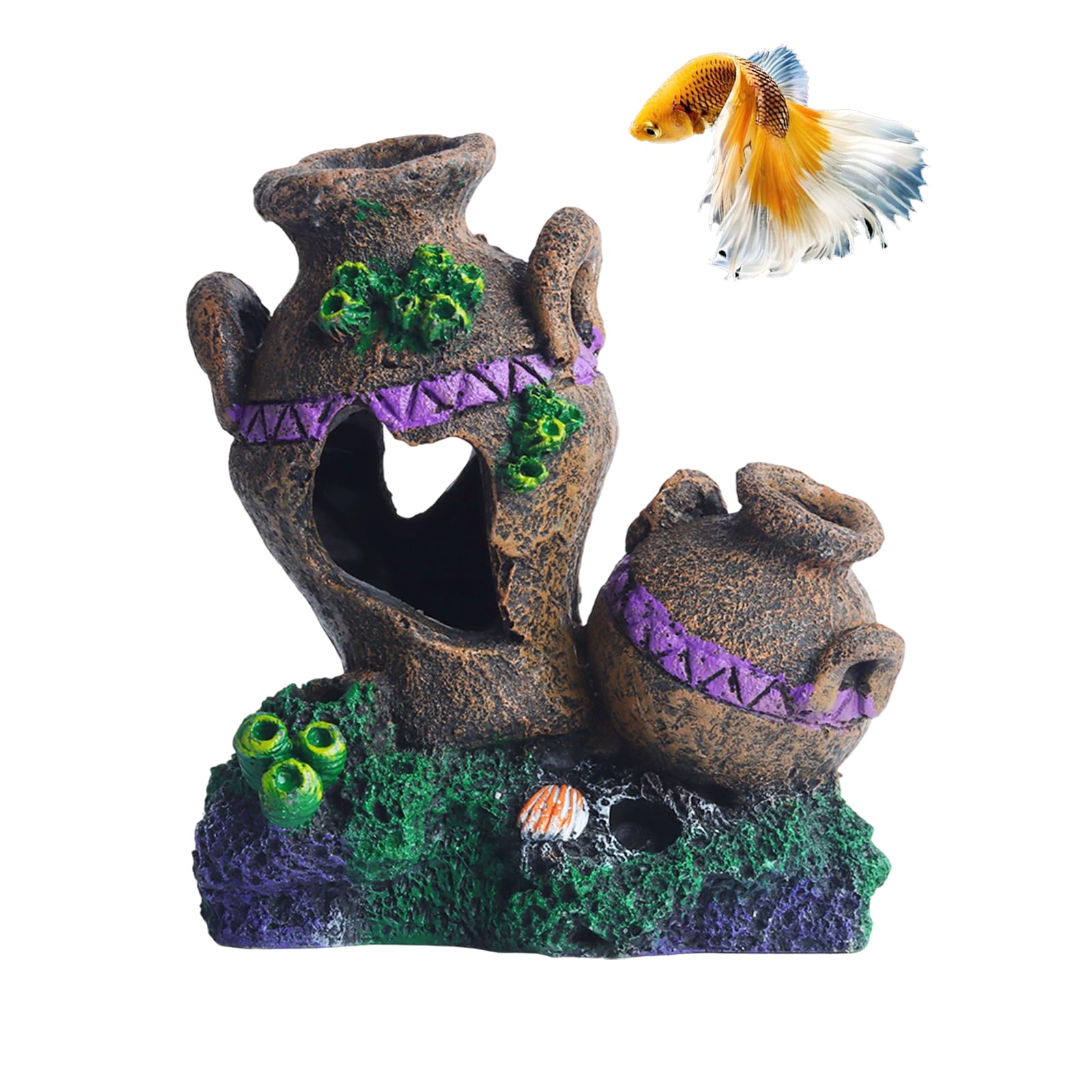 Garosa Kunsthars Boomstam Voor Aquarium – Holle Boomwortel Met Schuilplaats, 12,5x14x7,5 Cm, Niet-giftig, Ideaal Voor Vissen En Garnalen