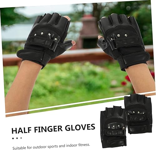 Miniatura 3 de Yardwe 3 Pairs Shock Absorbing Gloves Durable Fitness Gloves Fingerless Gloves Gym Exercise Gloves Bike Gloves for Men Anti-Skid Exercise Gloves