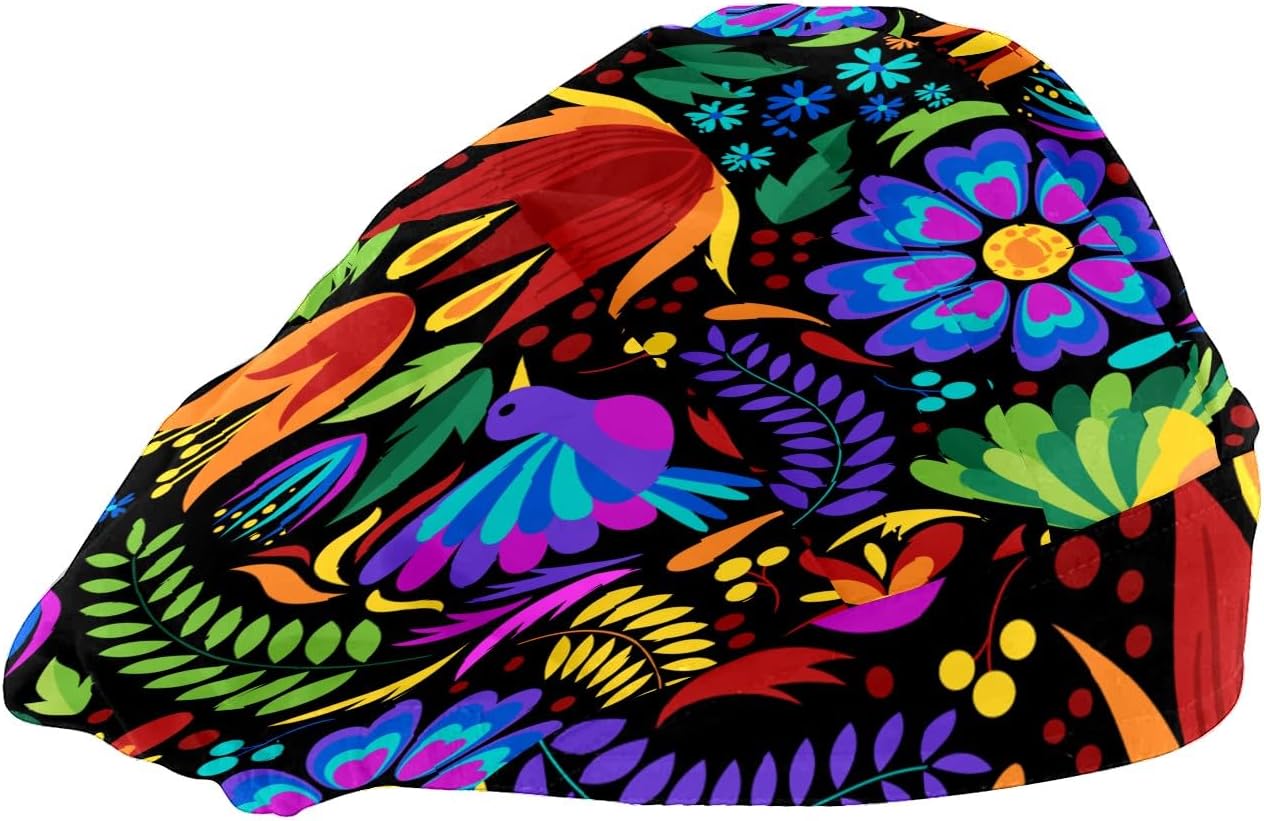 Women's Working Cap Purple Butterfly Adjustable Working Hats with Sweatband and Elastic Toggle Head Cover - Image 2